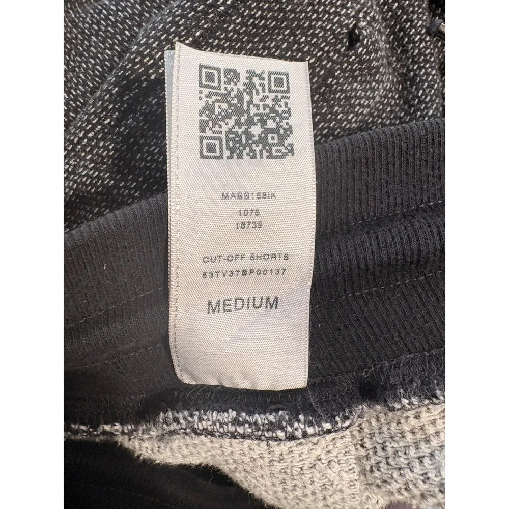 True Religion Mens Cut-Off Sweat Shorts Black White Knit Horseshoe Logo Medium